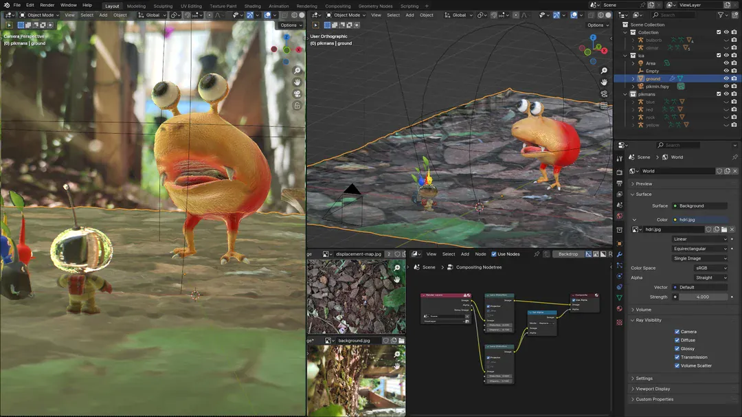 Capa da pagina, exibindo o viewport 3D do Blender, contendo uma pré-visualização do projeto gráfico